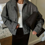 Load image into Gallery viewer, Herringbone Stand Collar Jacket Women N5A353