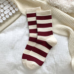 Load image into Gallery viewer, Red Stripe Sport Socks Women Cotton Mid Calf Athletic M5A292