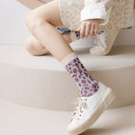 Load image into Gallery viewer, Purple Houndstooth Mid-Calf Socks Women Campus N6H029