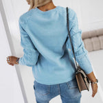 Load image into Gallery viewer, Letter Embroidered Knit Sweater Women Blue N5A519