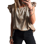 Load image into Gallery viewer, Ruffle Hem Round Neck Tank Top Women N6B099