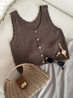 Load image into Gallery viewer, Lace V-Neck Knit Vest Slim Fit Women N6G144