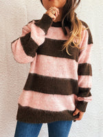 Load image into Gallery viewer, Color Block Stripe Pullover Round Neck Loose Fit N5A833