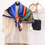 Load image into Gallery viewer, Retro Graffiti Niche Blue 90x90 Poly Scarf Women M5A357