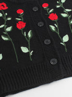 Load image into Gallery viewer, Floral Button Cropped Knit Cardigan Elegant Women N6B039