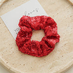 Load image into Gallery viewer, Solid Color Sequin Scrunchy Hair Tie S5P642