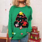 Load image into Gallery viewer, Christmas Tree Color Block Sweater Women N5A639