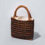 Load image into Gallery viewer, Handwoven Color Block Wood Bead Bag Beach Women S5P966
