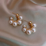 Load image into Gallery viewer, C-Shaped 5 Faux Pearl Stud Earrings Women Vintage N6H163