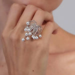 Load image into Gallery viewer, Adjustable Pearl Tassel Ring Women Sparkling Rivulet S5P889