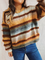Load image into Gallery viewer, Tie Dye Stripe Pullover Gradient Faux Mink Knit N5A835