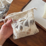 Load image into Gallery viewer, Lace Embroidery Drawstring Cotton Gauze Pouch N6B116