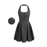 Load image into Gallery viewer, Gray Bow Halter Sleeveless Dress Women N5A924