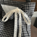 Load image into Gallery viewer, Linen Check Lace Square Shoulder Bag M5A334