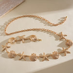 Load image into Gallery viewer, Pleated Metal Starfish Shell Waist Chain Necklace N6H136