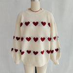 Load image into Gallery viewer, Color Block Heart Knit Sweater Women Round Neck N5A857