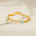 Load image into Gallery viewer, Eye Drip Enamel Cuff Steel Geometric Links Vibrant S5P130