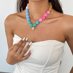 Load image into Gallery viewer, Womens Vintage Marbled Heart Resin Beaded Necklace N6K178