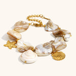 Load image into Gallery viewer, Baroque Shell Cuff Steel Gold Plated Coastal Motif S5P222