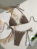 Load image into Gallery viewer, Sexy Triangle Cup Halter Tie Bikini Swimsuit Women N6A067