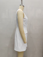 Load image into Gallery viewer, White Single Button Sash Embroidery Dress Women N5A942