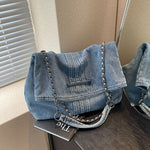 Load image into Gallery viewer, Women's Large Canvas Chain Strap Tote Bag N6J193