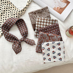 Load image into Gallery viewer, Two-Tone Houndstooth Print Square Scarf Women 55cm N6H113