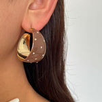 Load image into Gallery viewer, Womens Polka Dot C Shape Hoop Earrings N6K161