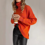 Load image into Gallery viewer, Side Slit Relaxed Knit Sweater Women Multiple Colors N5A536