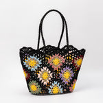 Load image into Gallery viewer, Hand Crochet Color Block Mesh Tote Beach Bag Women N6C302