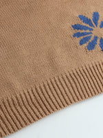 Load image into Gallery viewer, Khaki Floral Knit Sweater Women Ribbed Pattern N5A880