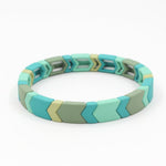 Load image into Gallery viewer, Frosted Enamel Bangle Mint Jade Geometric Alloy S5P037