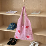 Load image into Gallery viewer, Vintage Heart Openwork Crochet Tote Bag Women N6C058