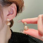 Load image into Gallery viewer, 2-in-1 Zircon Faux Pearl Stud Earrings Real Gold Plated N6H156