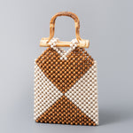 Load image into Gallery viewer, Color Block Wooden Bead Handwoven Tote Bag N6C308