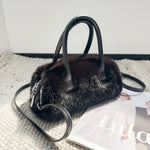 Load image into Gallery viewer, Box Tote Bag Women Retro Niche Design Faux Mink Fur S5P749