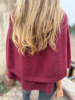 Load image into Gallery viewer, Cape Knit Cardigan Round Neck 3/4 Sleeve Ruffle Hem N6G284