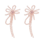 Load image into Gallery viewer, Bow Crystal Earrings Glass Silver Plated Sculpted S5P106