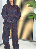 Load image into Gallery viewer, Designer-inspired Suit Print Flocking Denim Set Women N5A616