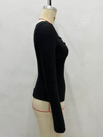 Load image into Gallery viewer, V Neck Long Sleeve Top Women Rayon Blend Knit Shirt N5A761