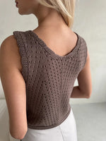 Load image into Gallery viewer, Lace V-Neck Knit Vest Slim Fit Women N6G144
