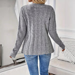 Load image into Gallery viewer, Cable Button Cardigan Mid Weight Gray N5Z890