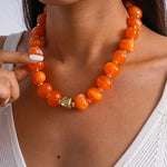 Load image into Gallery viewer, Vintage Acrylic Ombré Beaded Geometric Necklace N6H068
