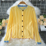Load image into Gallery viewer, Ruffle Trim Short Cardigan Women Yellow N5A525