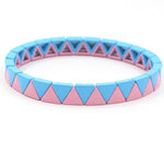 Load image into Gallery viewer, Rainbow Triangles Bracelet Modular Gold Enamel S5P050
