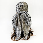 Load image into Gallery viewer, Leopard Print Spliced Satin Square Scarf 90cm N6G220