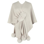 Load image into Gallery viewer, Solid Color Pom Pom Poncho Cardigan N5A727