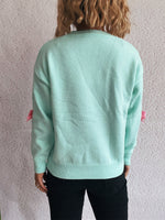 Load image into Gallery viewer, 3D Floral Cardigan Women Knit Open Front Round Neck N5A859