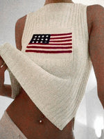 Load image into Gallery viewer, USA Flag Patriotic Knit Tank Top Independence Day N6H273