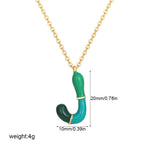 Load image into Gallery viewer, Alphabet Enamel Capsule Necklace Steel Gradient Color S5P234